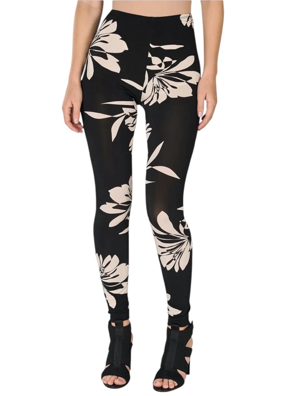 Alembika Francesca Floral Leggings Black Beige NWT Size 0 | US Small